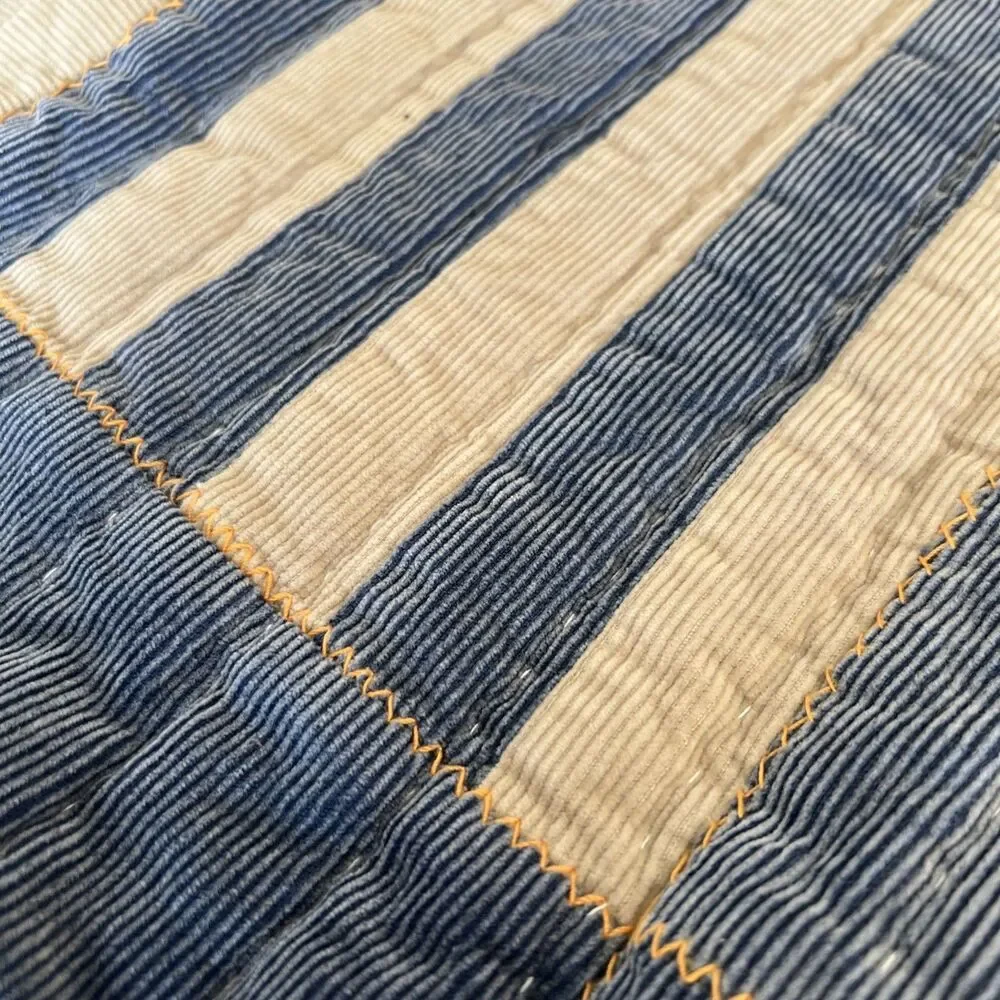 Pottery Barn PB Teen Cord Patchwork Standard Sham Blue & Gray 100% Cotton NEW